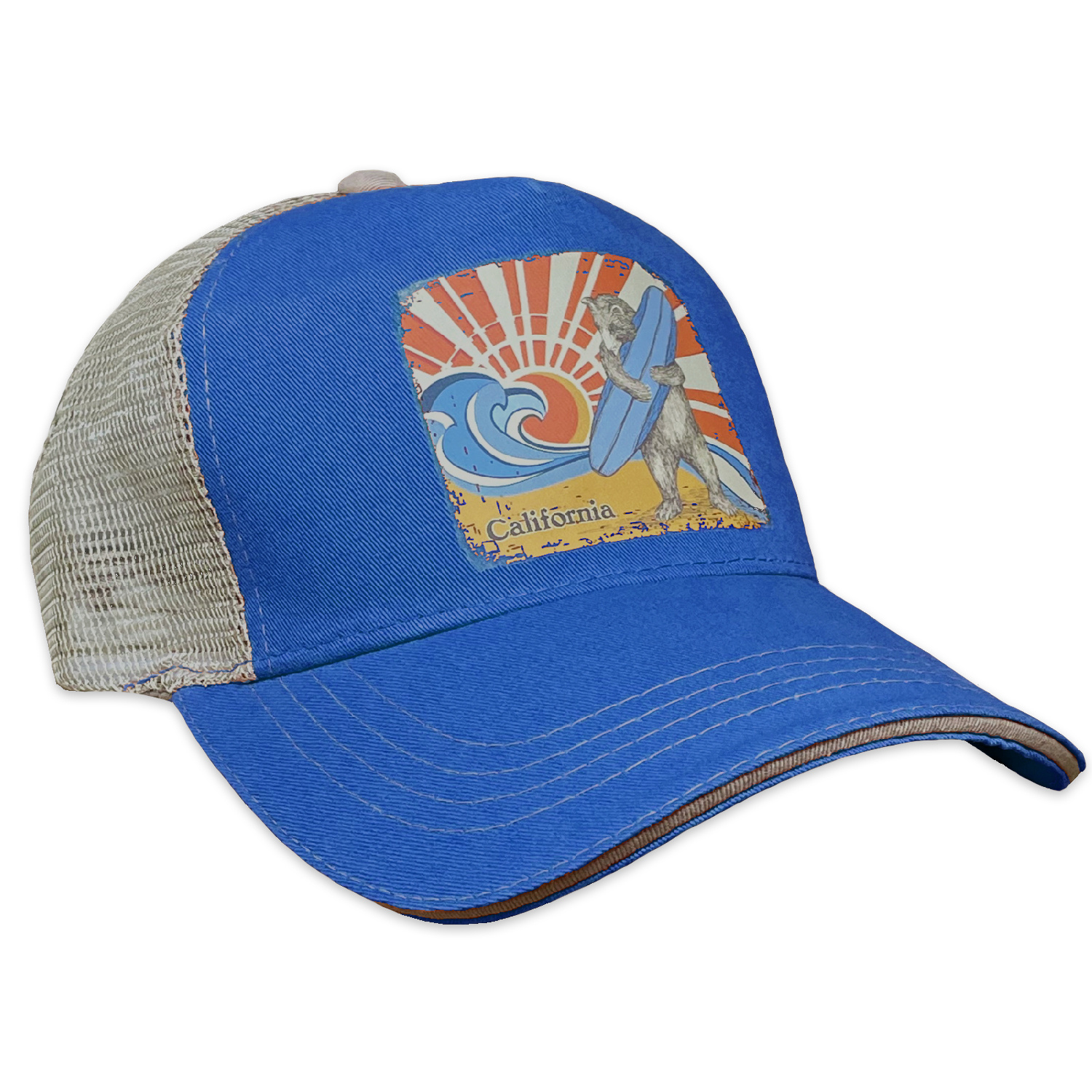 SF Mercantile Surf Bear Distressed Trucker Hat
