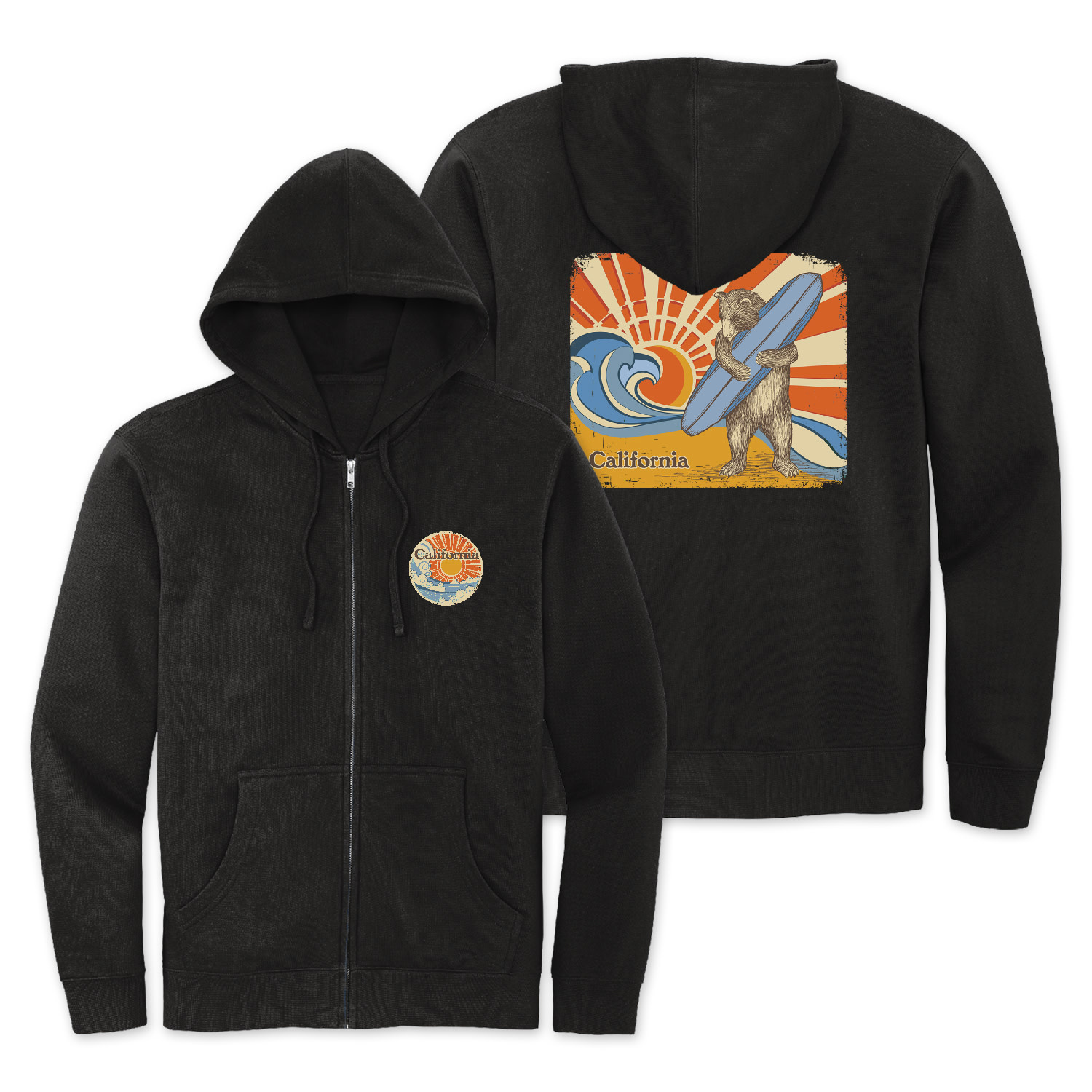 SF Mercantile Surf Bear Zip Hoodie