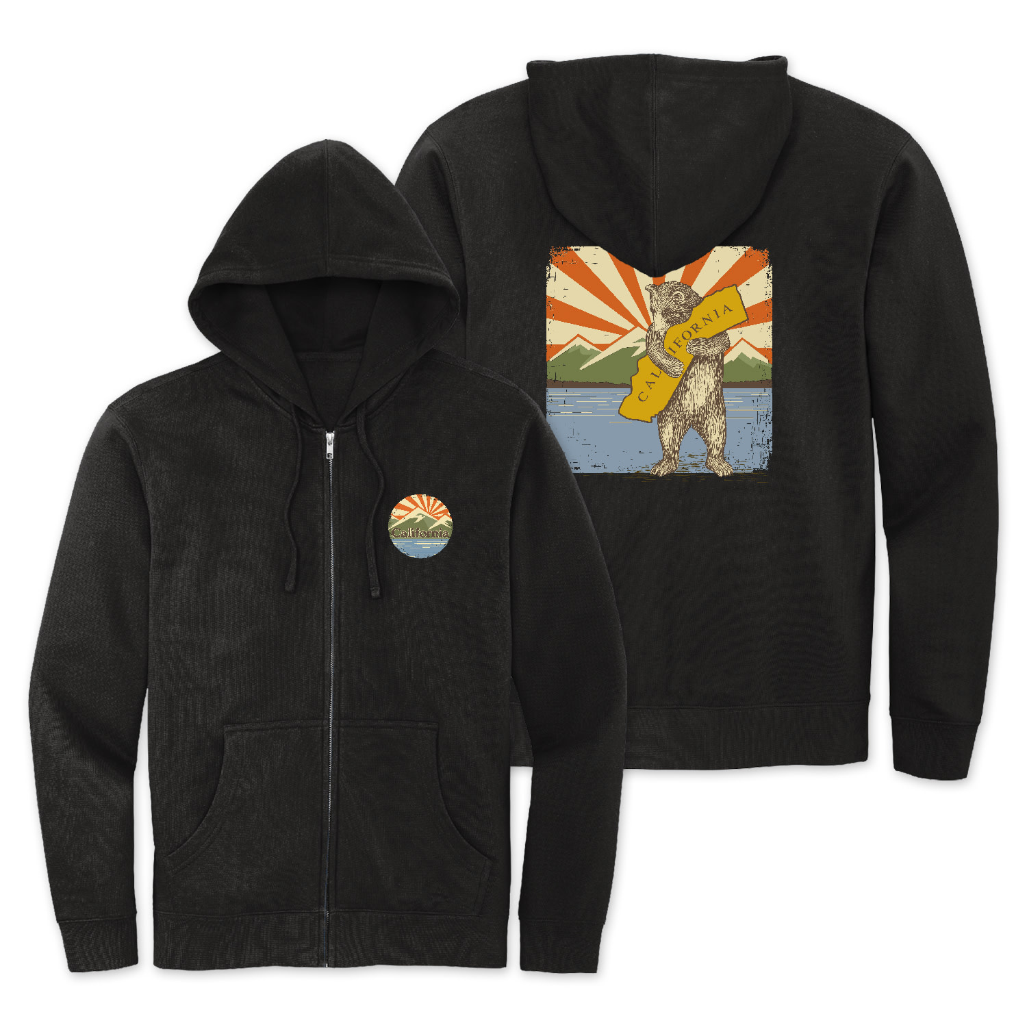 SF Mercantile California Mountain Bear Unisex Zip Hoodie