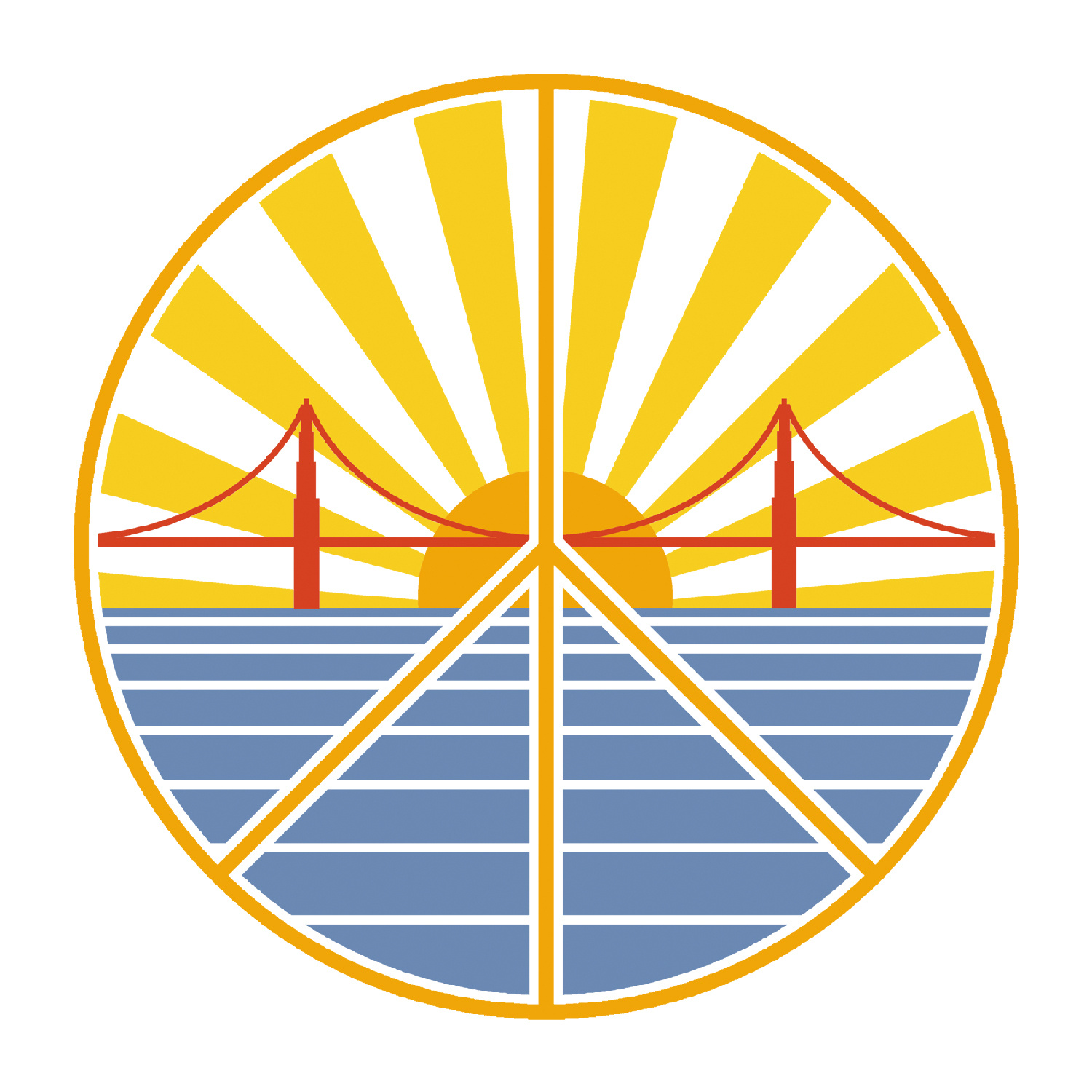 SF Mercantile Golden Gate Bridge Sunset Peace Zip Fleece Hoodie