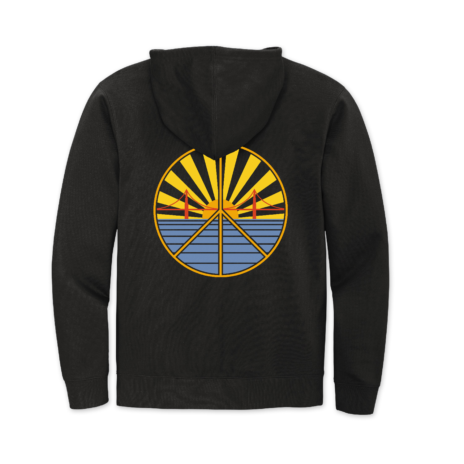 SF Mercantile Golden Gate Bridge Sunset Peace Zip Fleece Hoodie