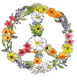 SF Mercantile Floral Peace Sign Fleece Zip Hoodie