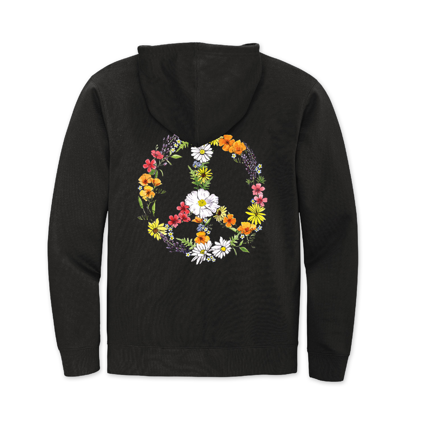 SF Mercantile Floral Peace Sign Fleece Zip Hoodie