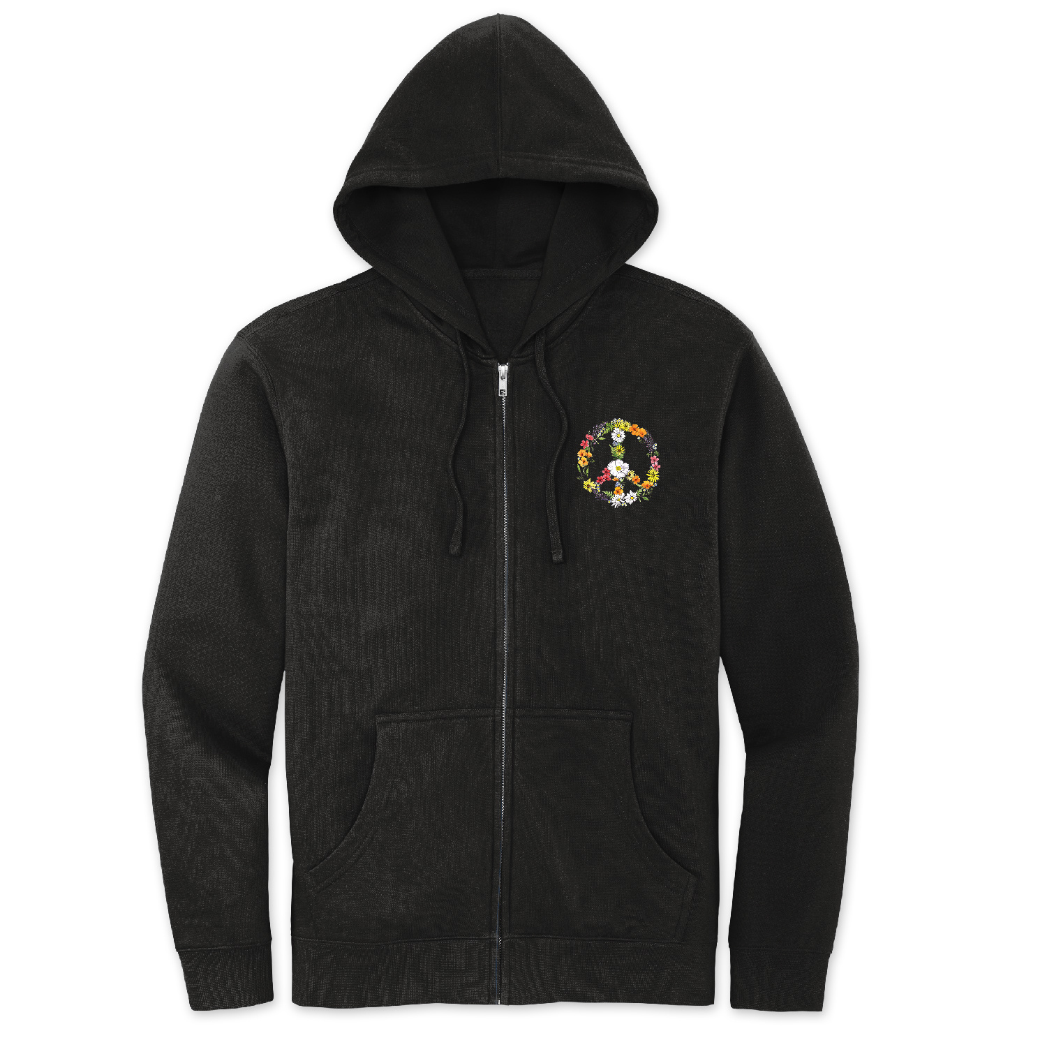 SF Mercantile Floral Peace Sign Fleece Zip Hoodie