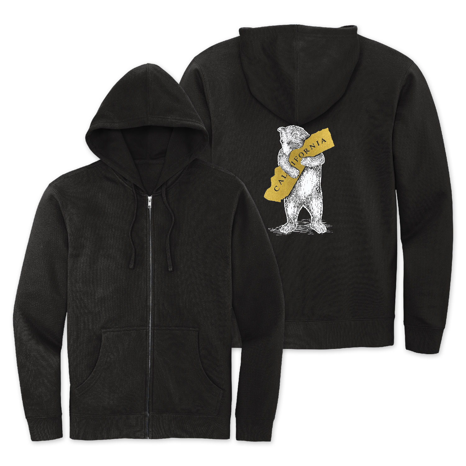 SF Mercantile White & Gold California Bear Hug Zip Fleece Hoodie