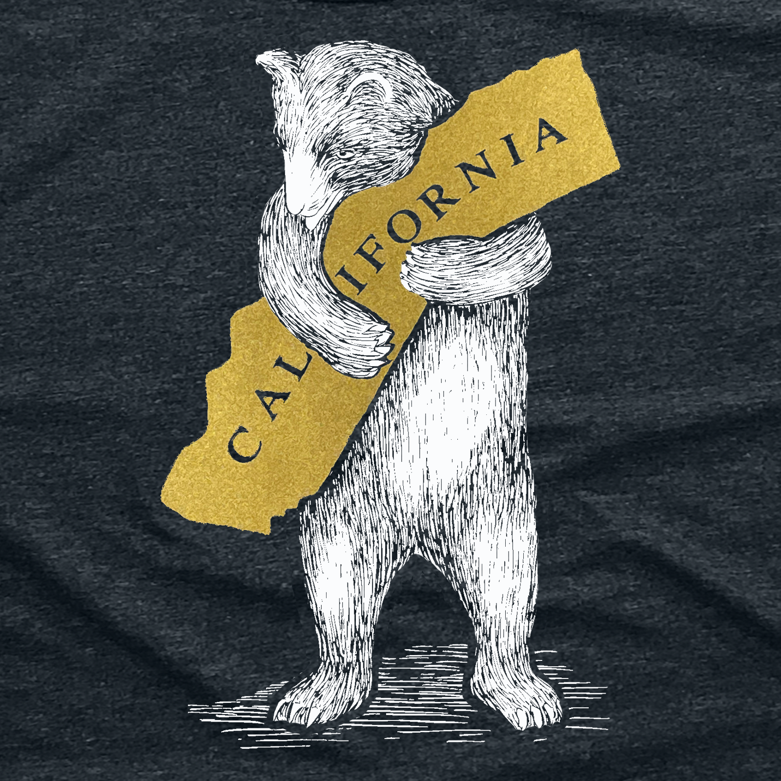SF Mercantile White & Gold California Bear Hug Zip Fleece Hoodie