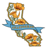 SF Mercantile California State w/ Poppies Fleece Zip Hoodie