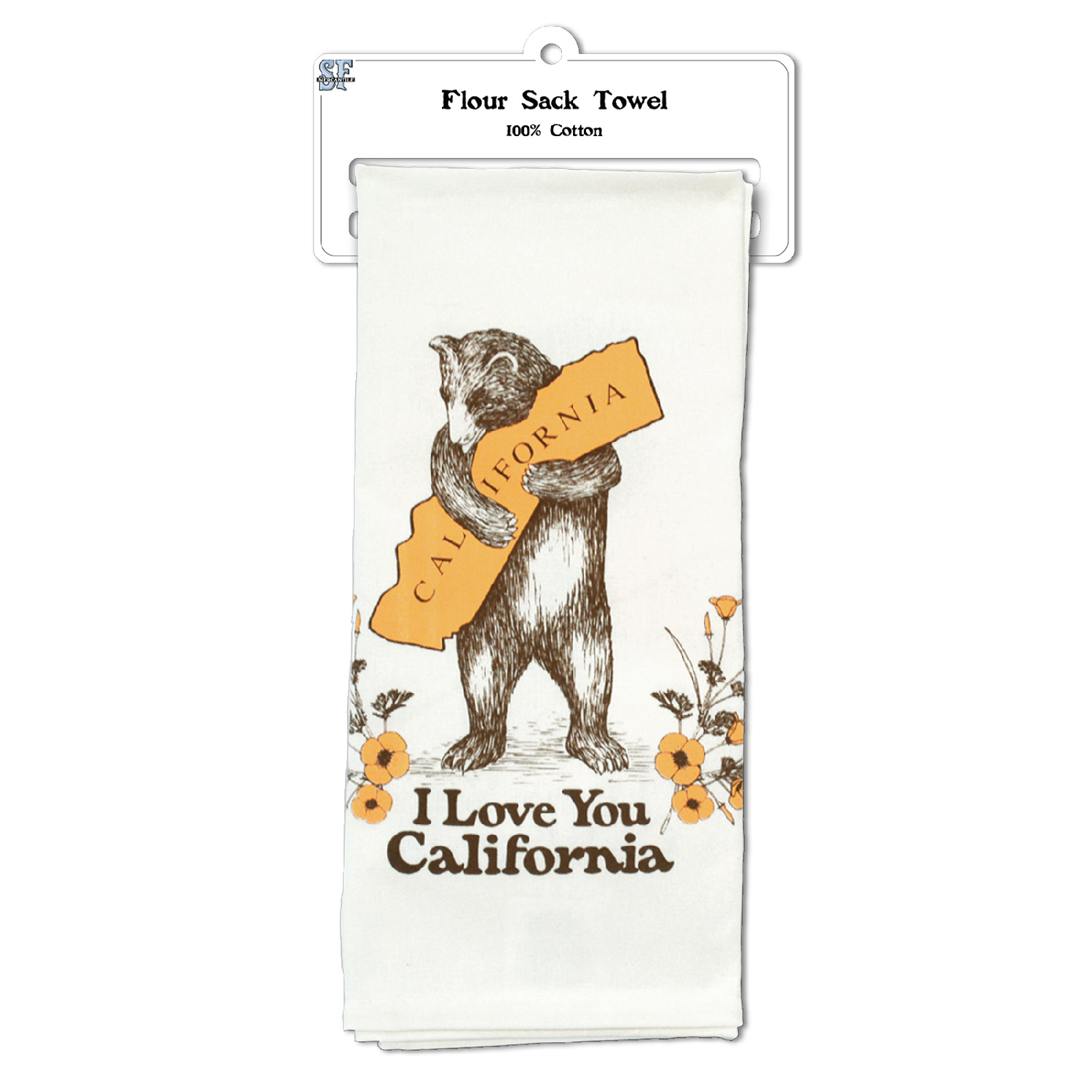 California Bear & Poppy Tea Towel