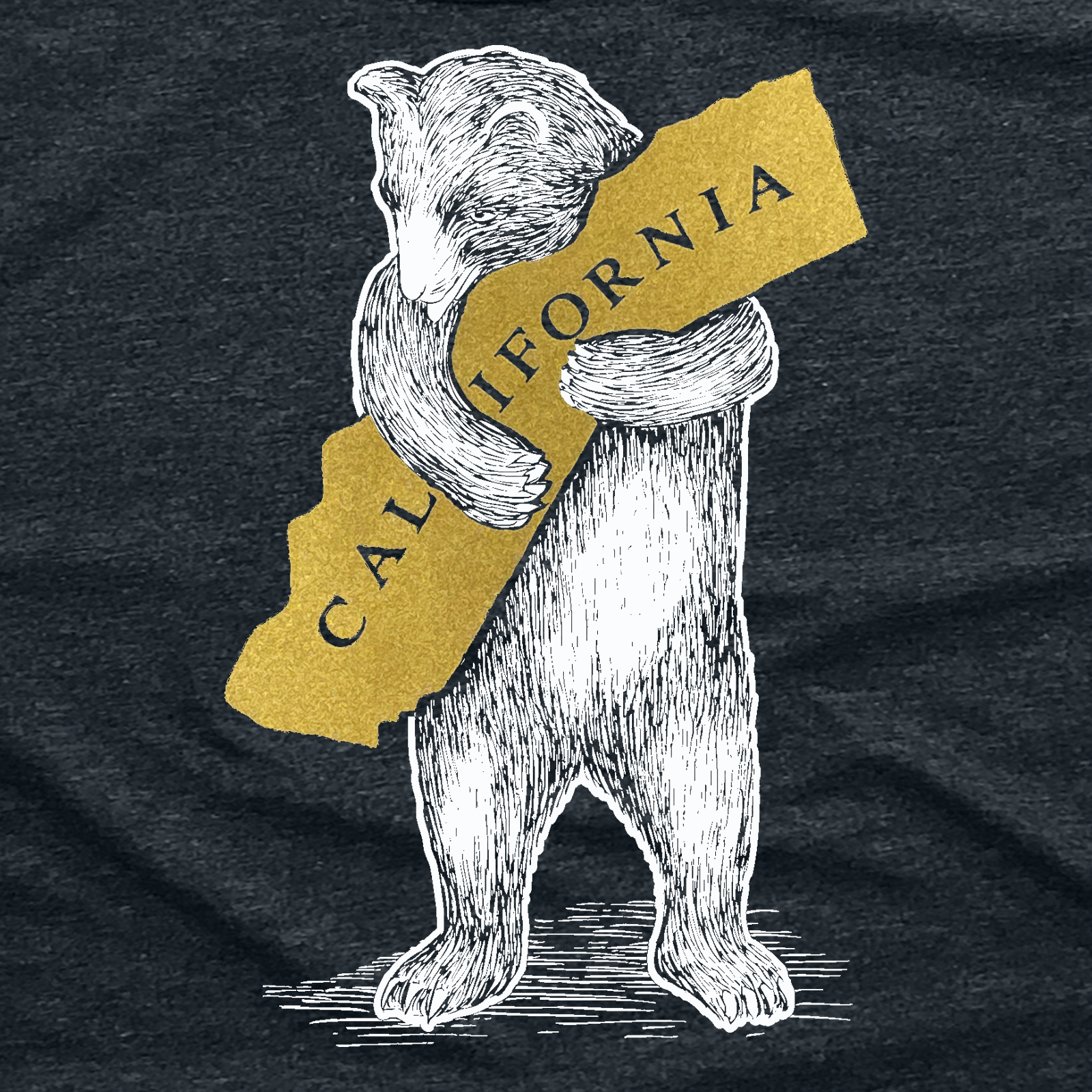 SF Mercantile White Bear  Hugging Metallic Gold State Unisex Tee