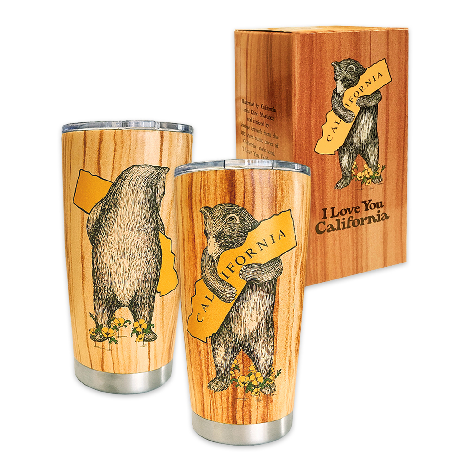 California Woodgrain Bear Hug Travel Mug
