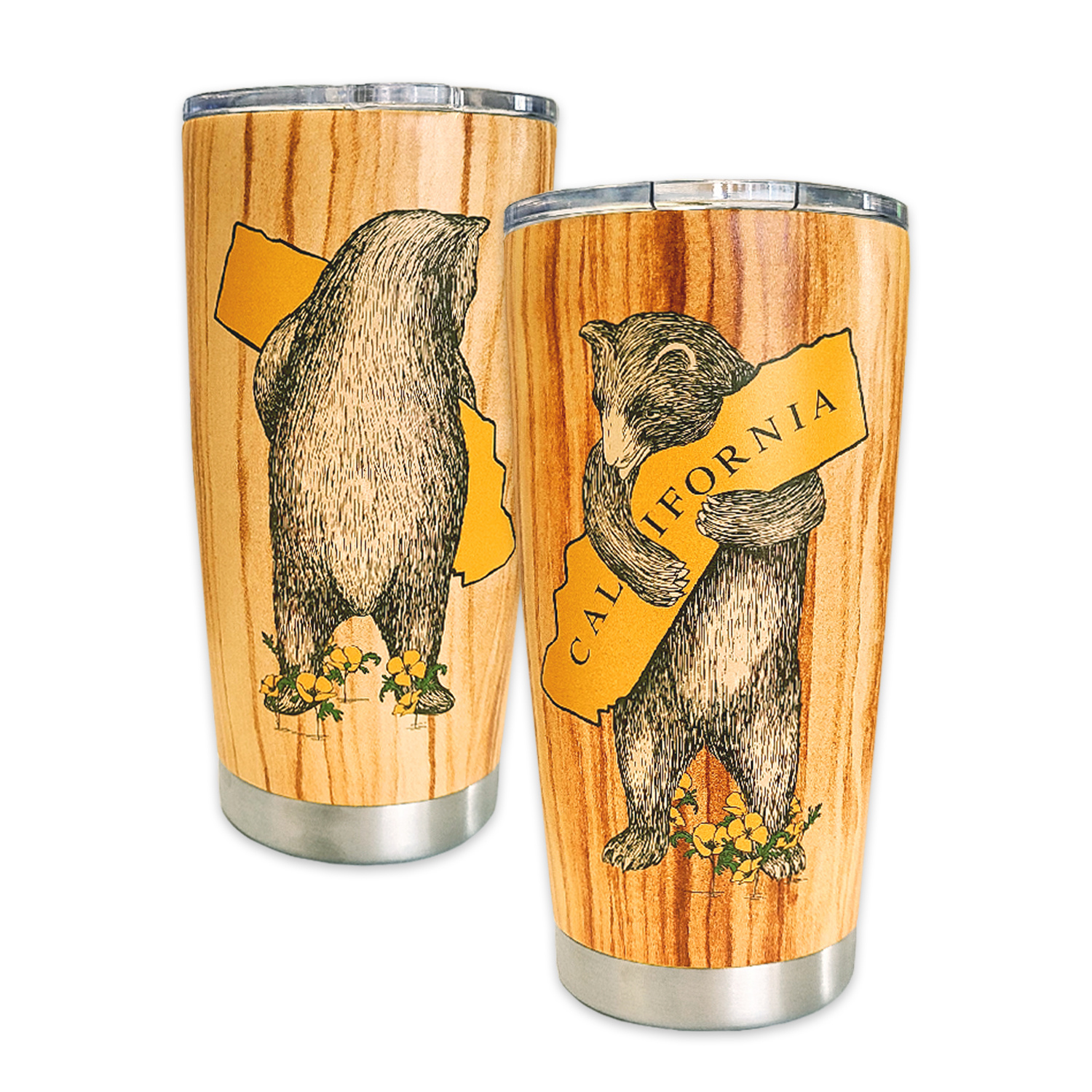 California Woodgrain Bear Hug Travel Mug