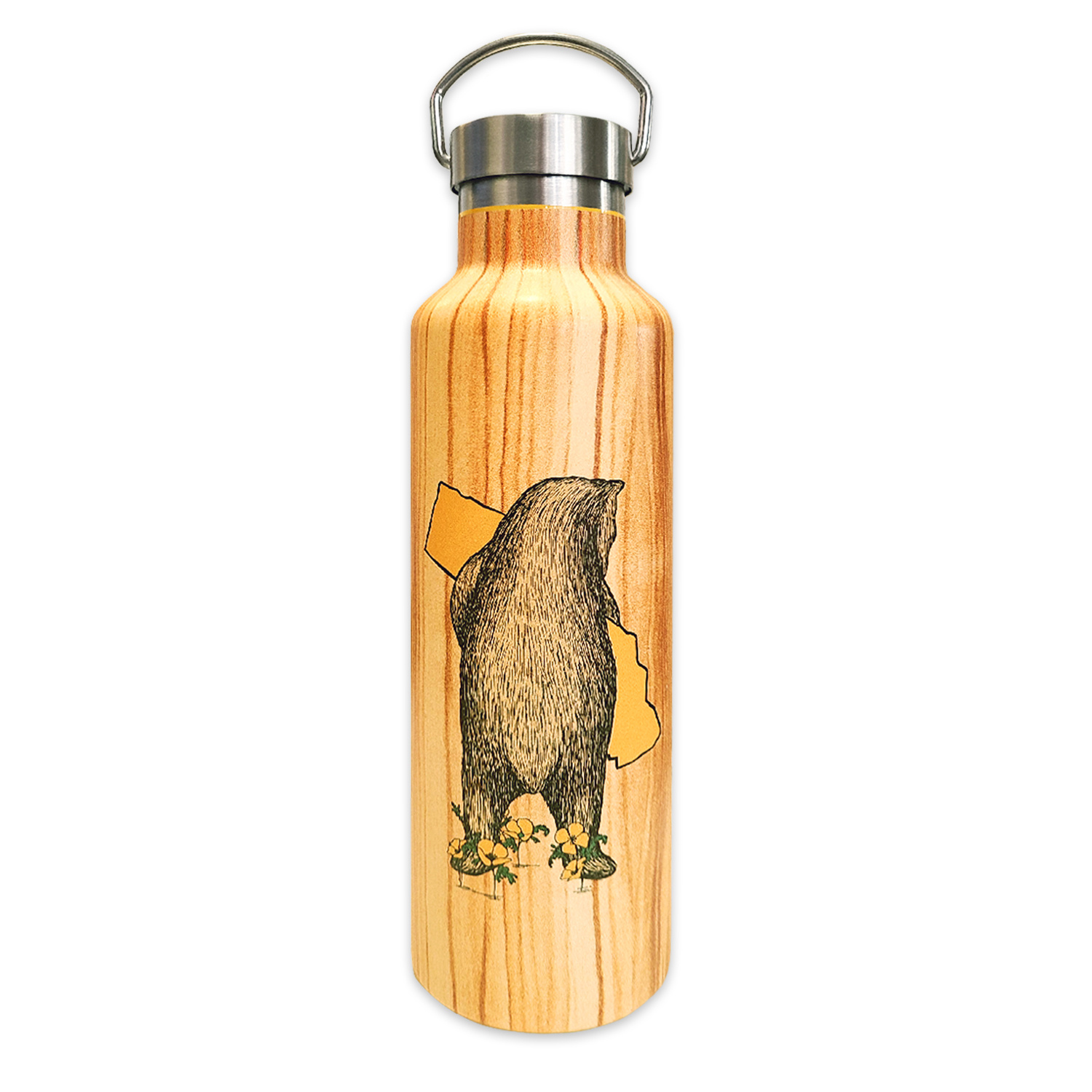SF Mercantile California Bear Woodgrain Water Bottle