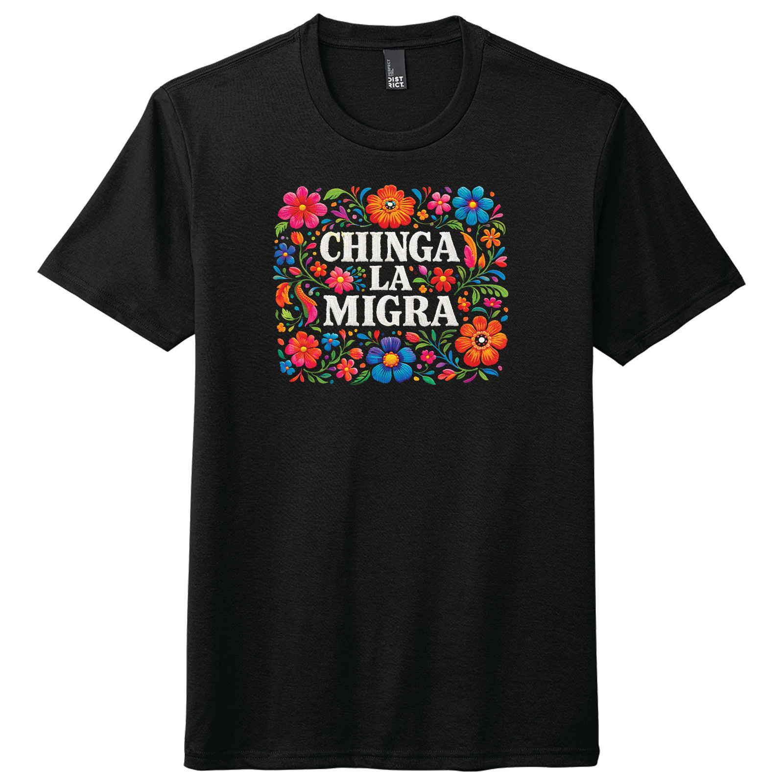Chinga Embroidered Floral Tee, Black