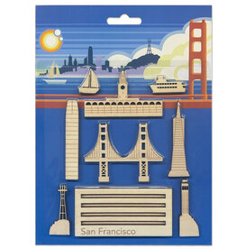 Wooden Laser Cut SF Skyline Model / Puzzle, 9 pc set