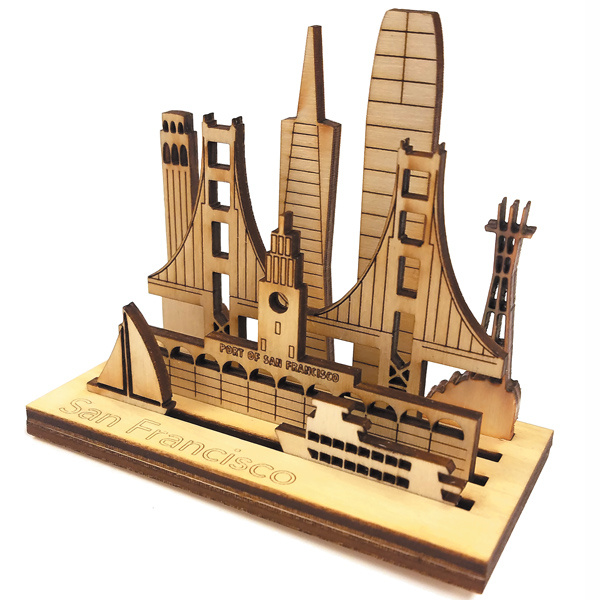 Wooden Laser Cut SF Skyline Model / Puzzle, 9 pc set