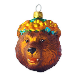 SF Mercantile Floral Crown Bear Head Glass Ornament