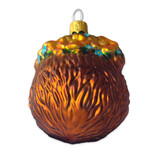 SF Mercantile Floral Crown Bear Head Glass Ornament
