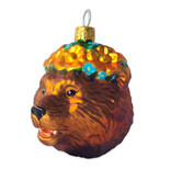 SF Mercantile Floral Crown Bear Head Glass Ornament