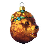 SF Mercantile Floral Crown Bear Head Glass Ornament