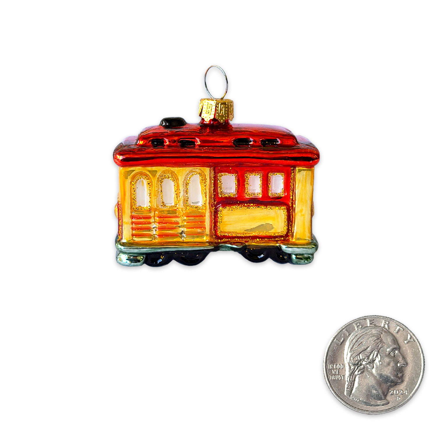 SF Mercantile Mini Cable Car Mini Glass Ornament