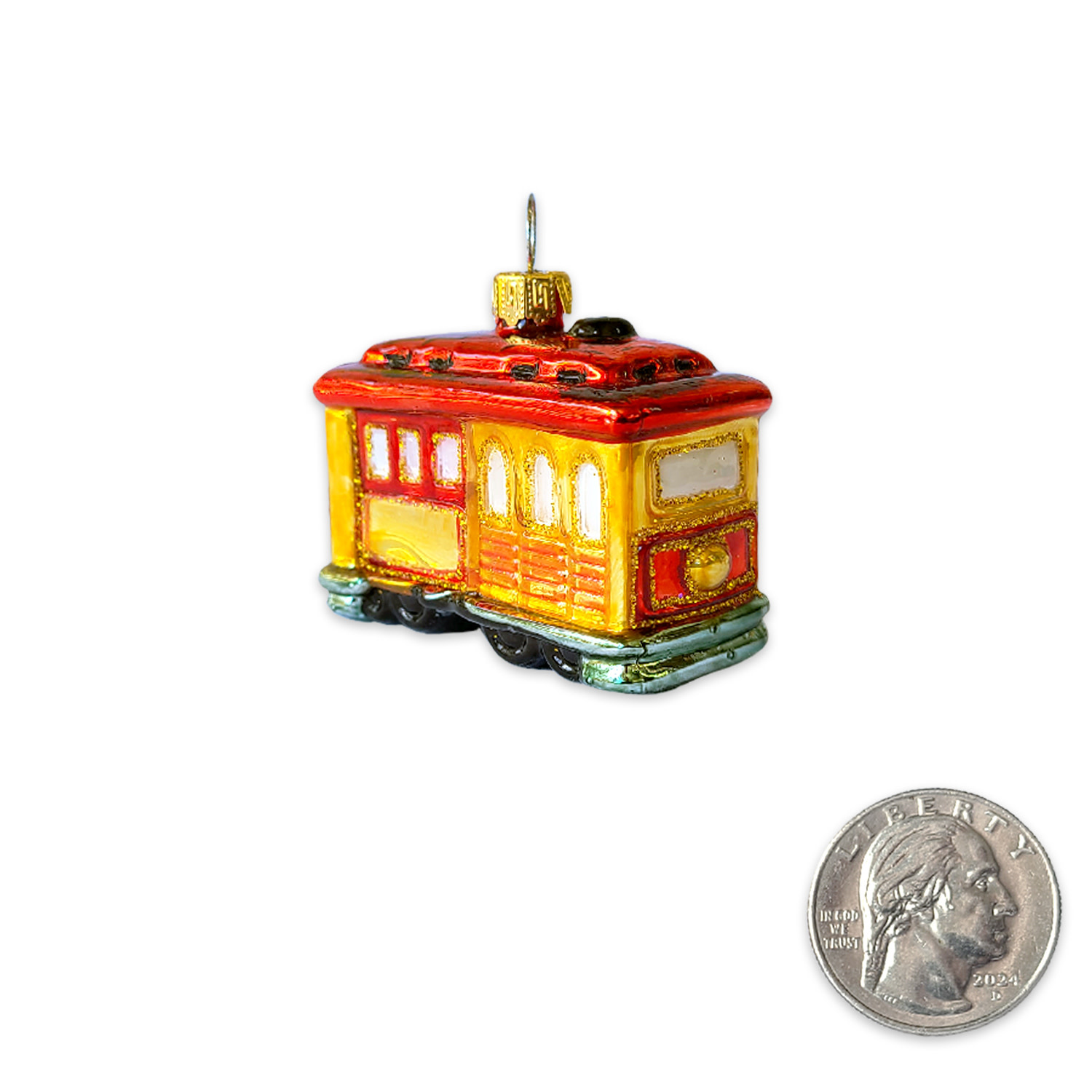 SF Mercantile Mini Cable Car Mini Glass Ornament