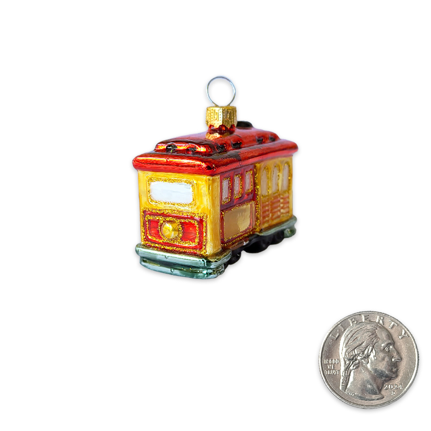 SF Mercantile Mini Cable Car Mini Glass Ornament