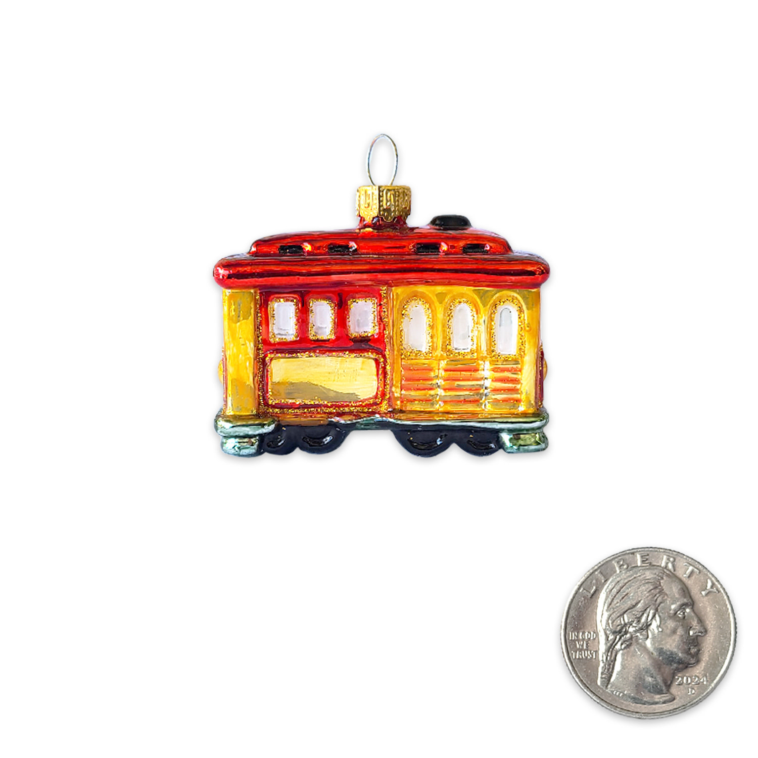 SF Mercantile Mini Cable Car Mini Glass Ornament