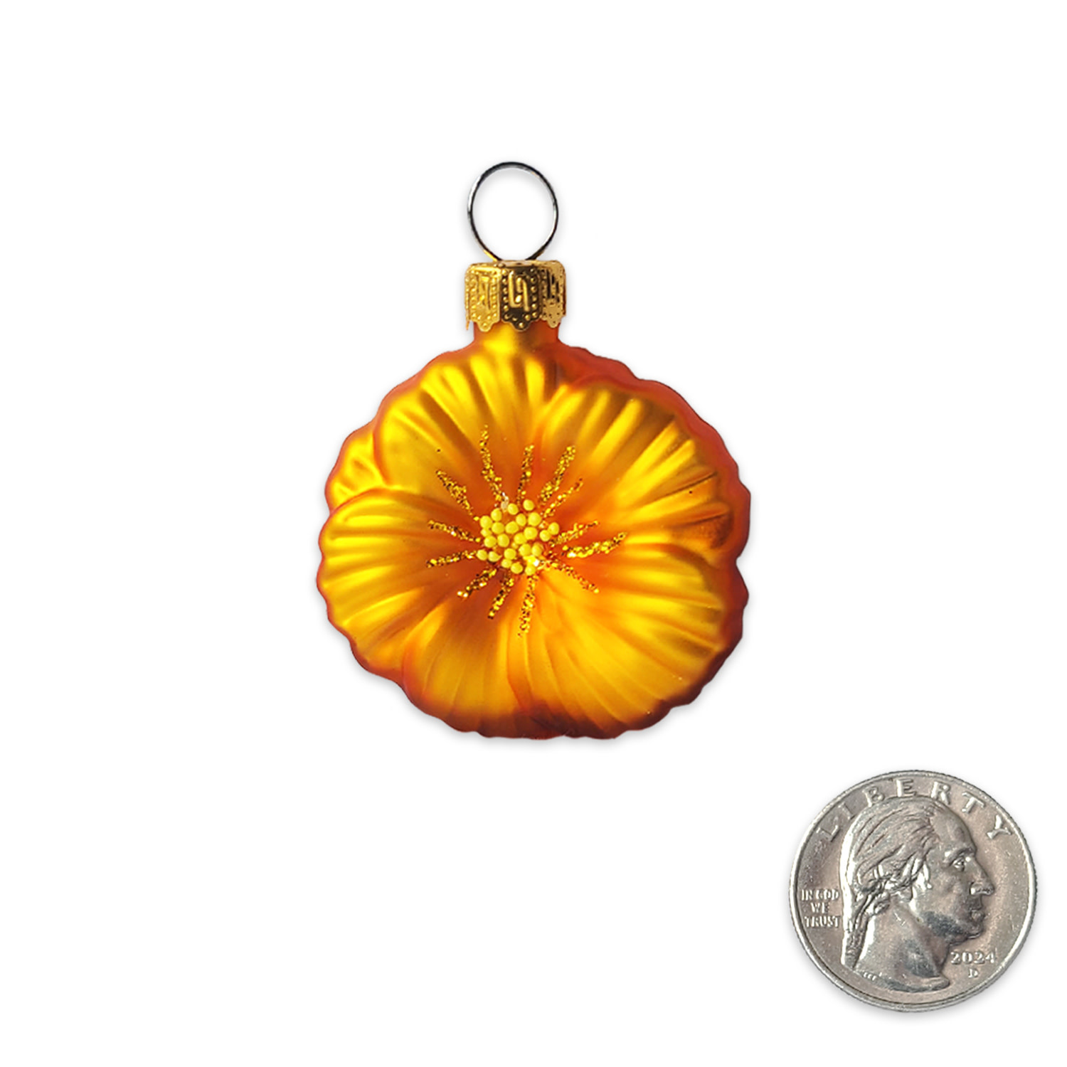 SF Mercantile Mini Poppy and Monarch Glass Ornament