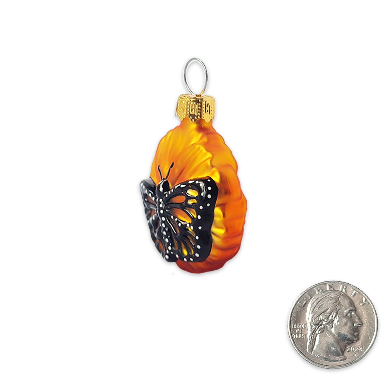 SF Mercantile Mini Poppy and Monarch Glass Ornament