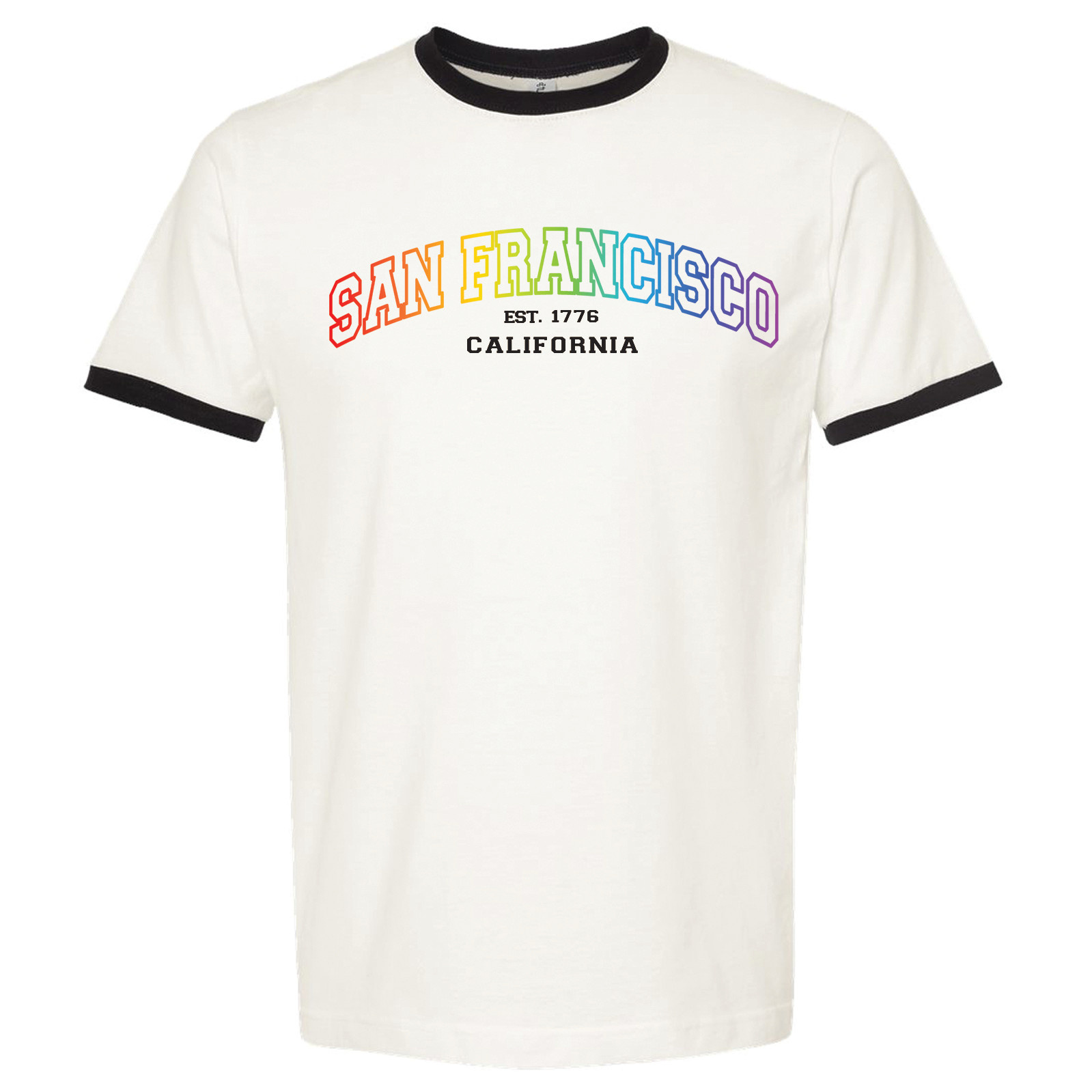 Varsity SF 1776 CA Unisex Ringer Tee, Vintage White/Black,