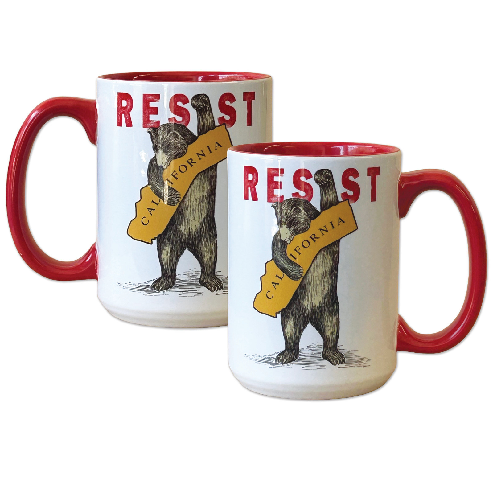 CA Resist Bear Stoneware Ceramic Mug, holds 15 oz