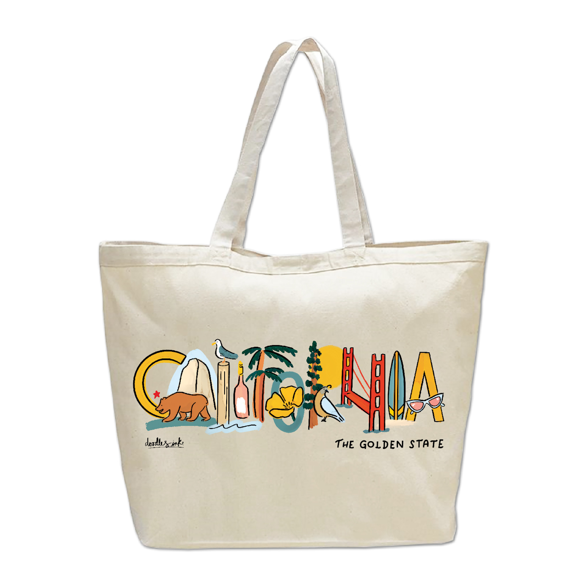 California Landmark Lettering  Beach Bag