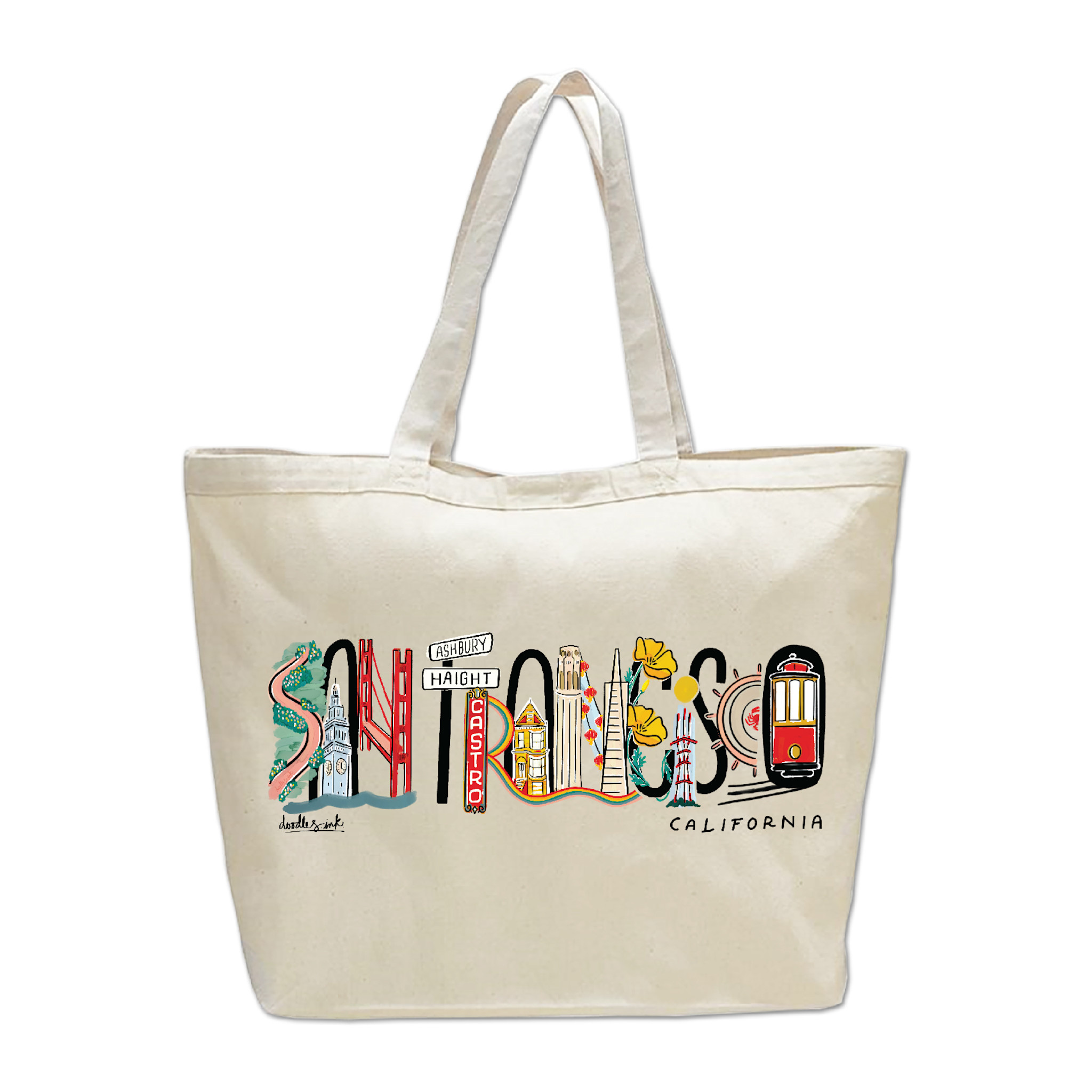 San Francisco Landmark Lettering  Beach Bag