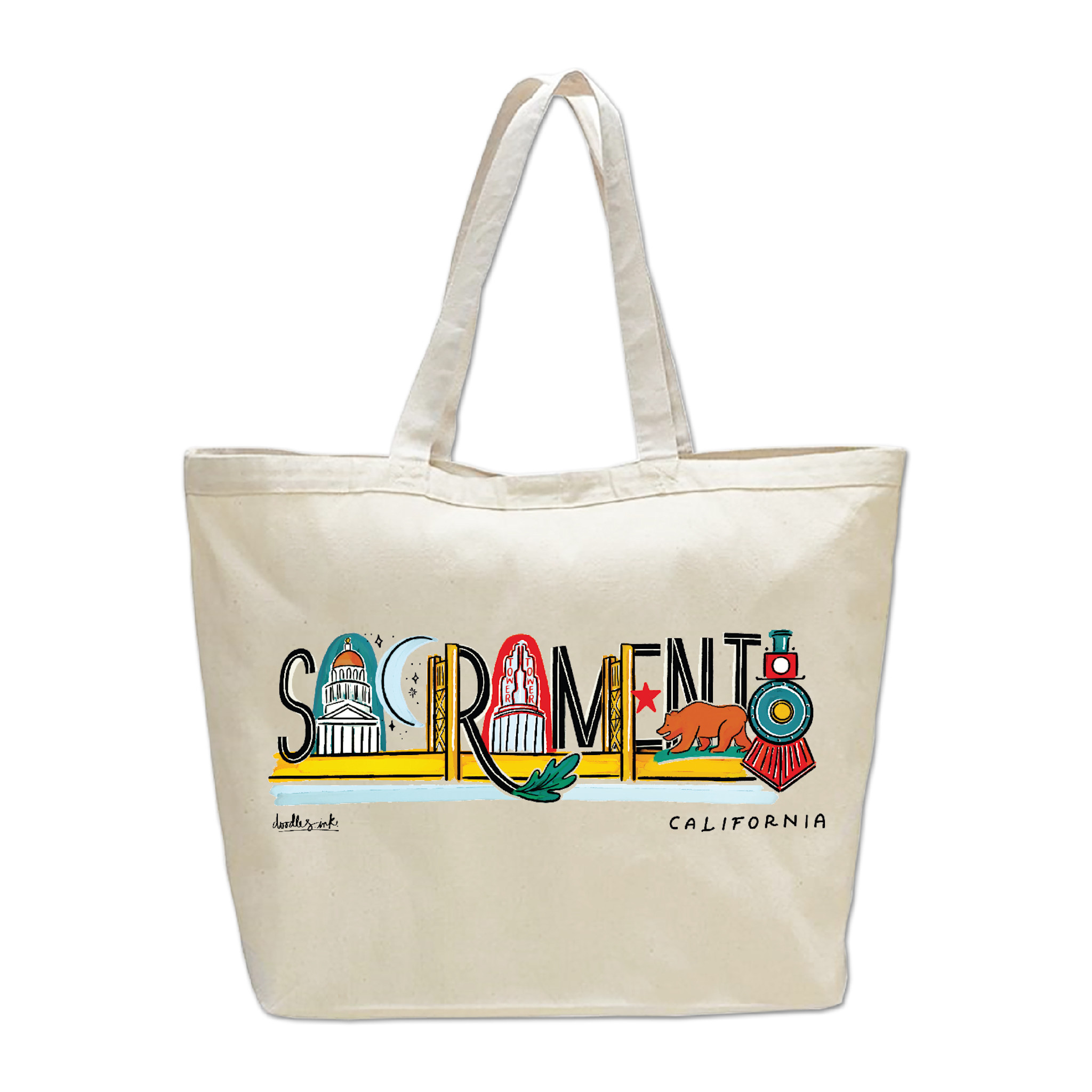 Sacramento Landmark Lettering  Beach Bag