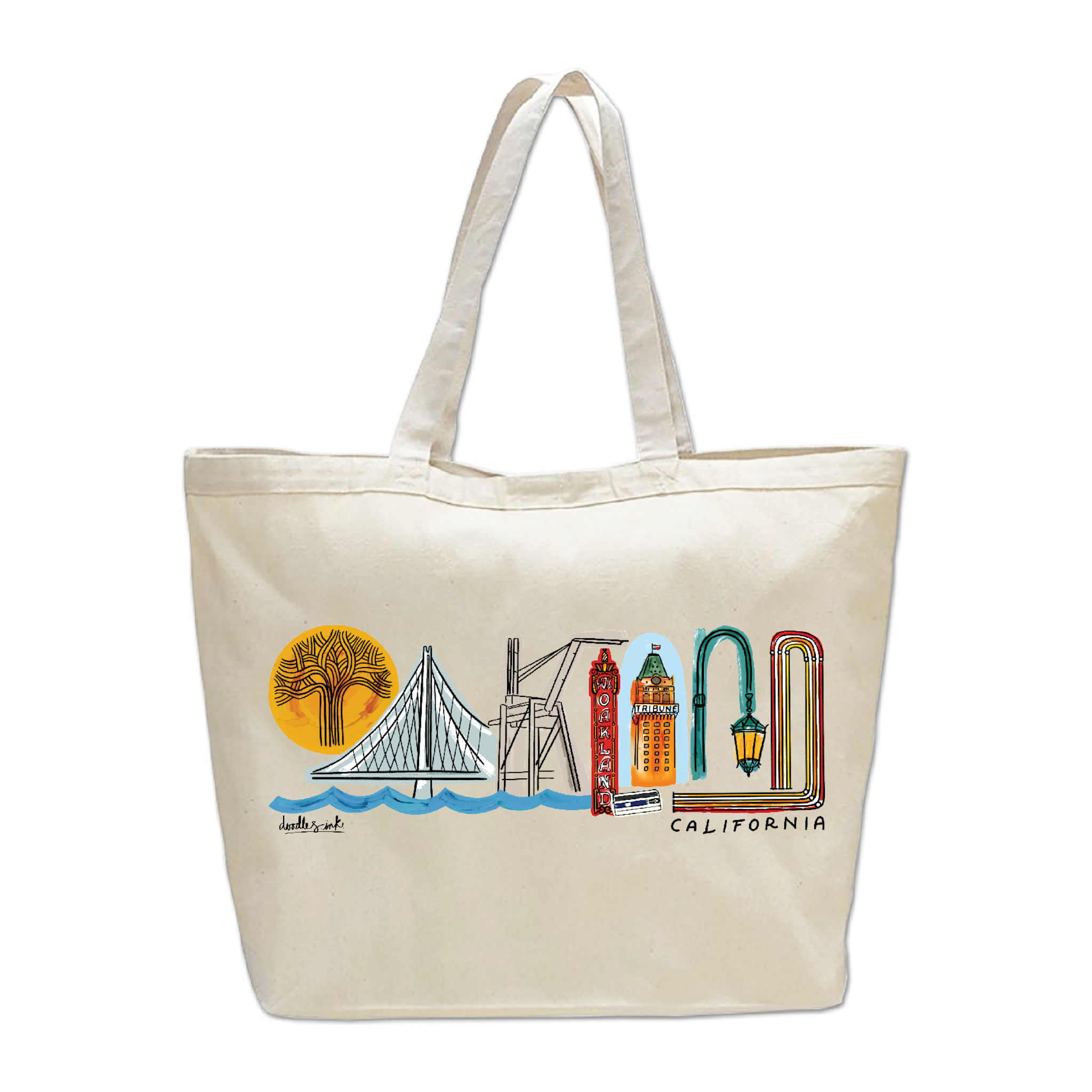 Oakland Landmark Lettering  Beach Bag
