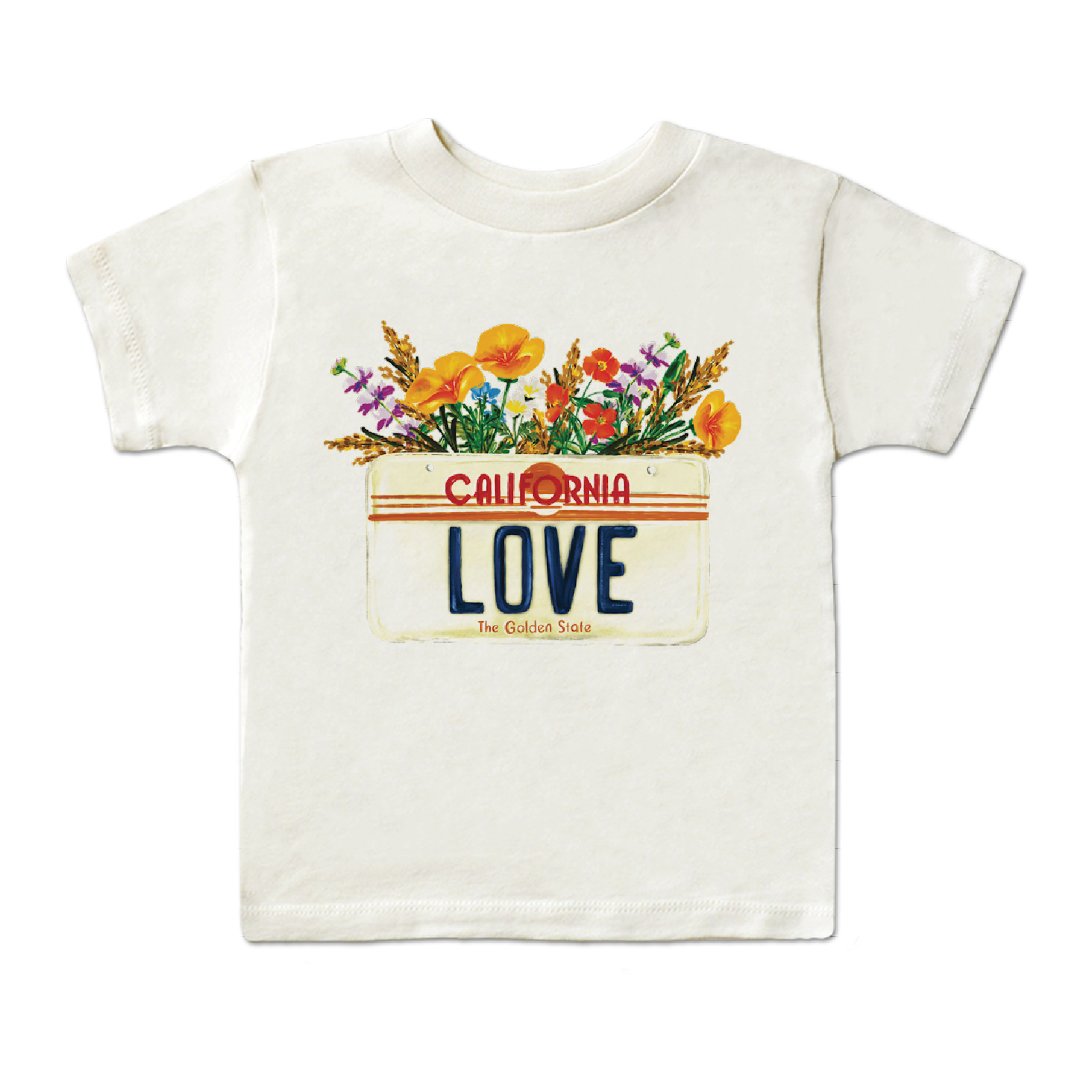 CA Love License Plate Kids Tee, Cream