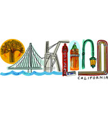 Oakland Landmark Lettering  Beach Bag