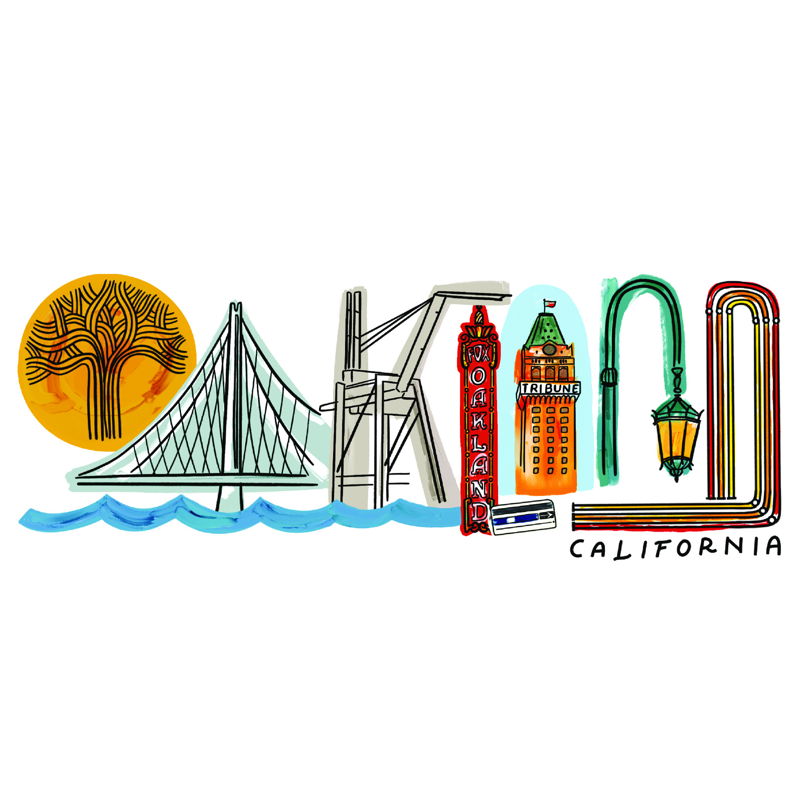 Oakland Landmark Lettering  Beach Bag