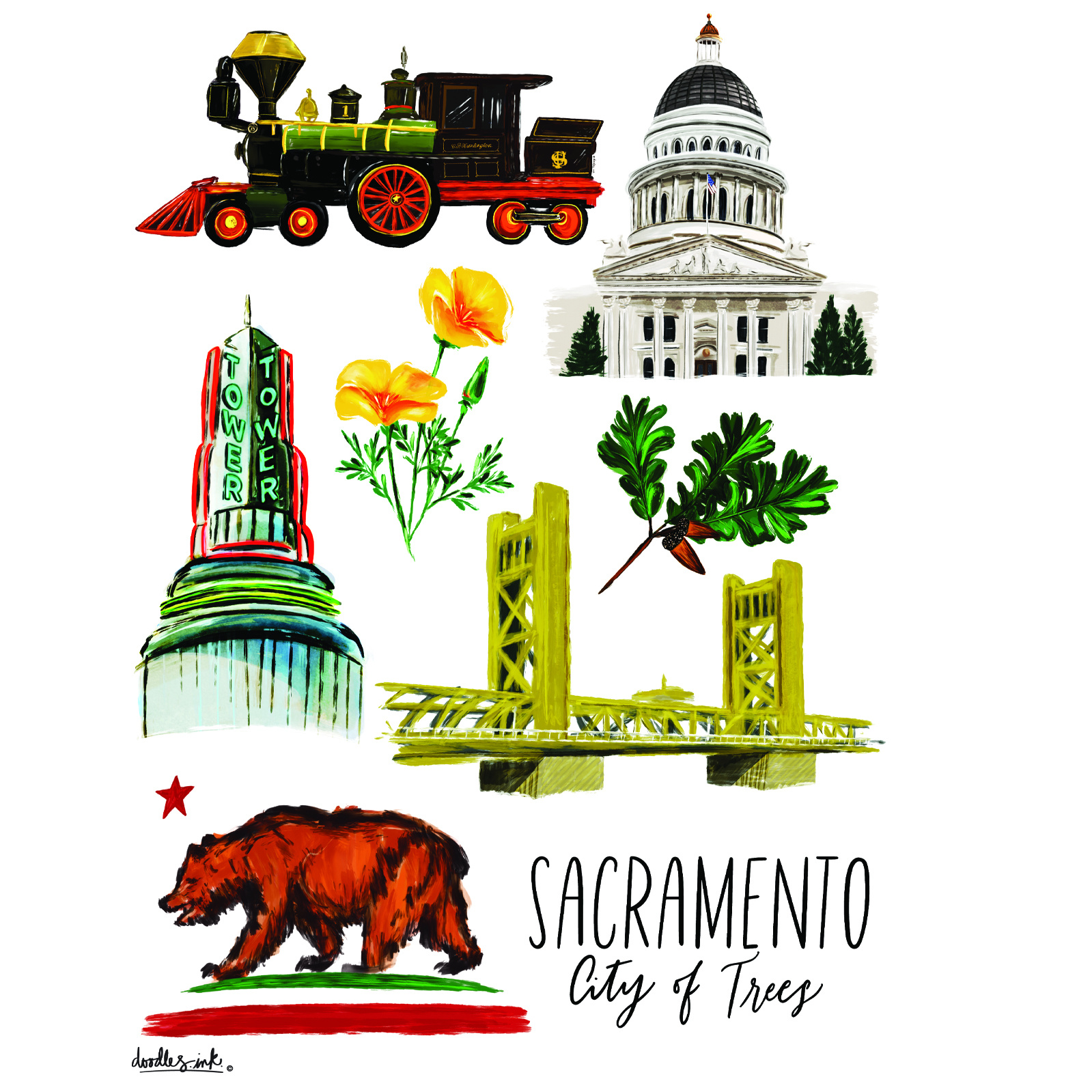Sacramento Collage Book Bag