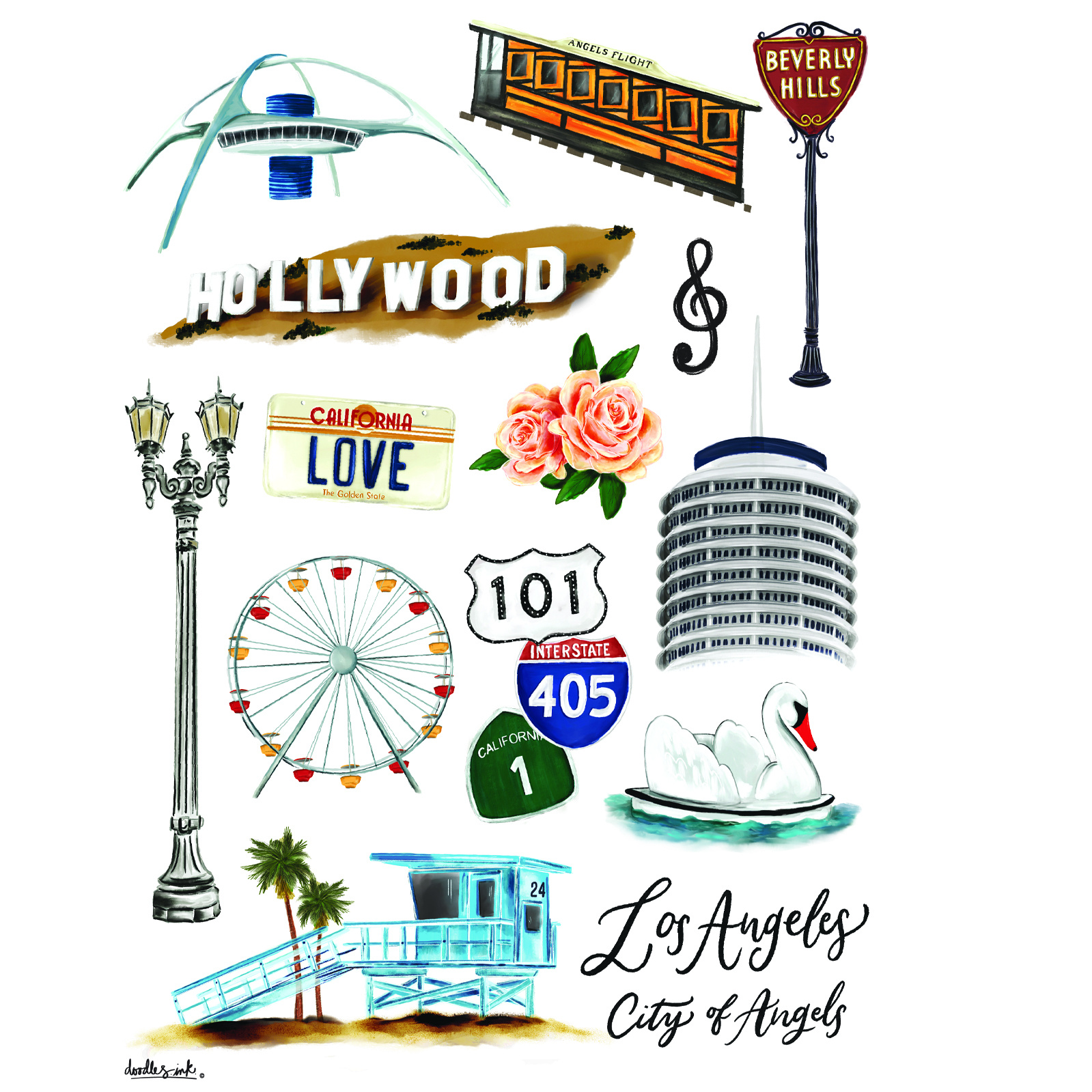 Los Angeles Collage Book Bag