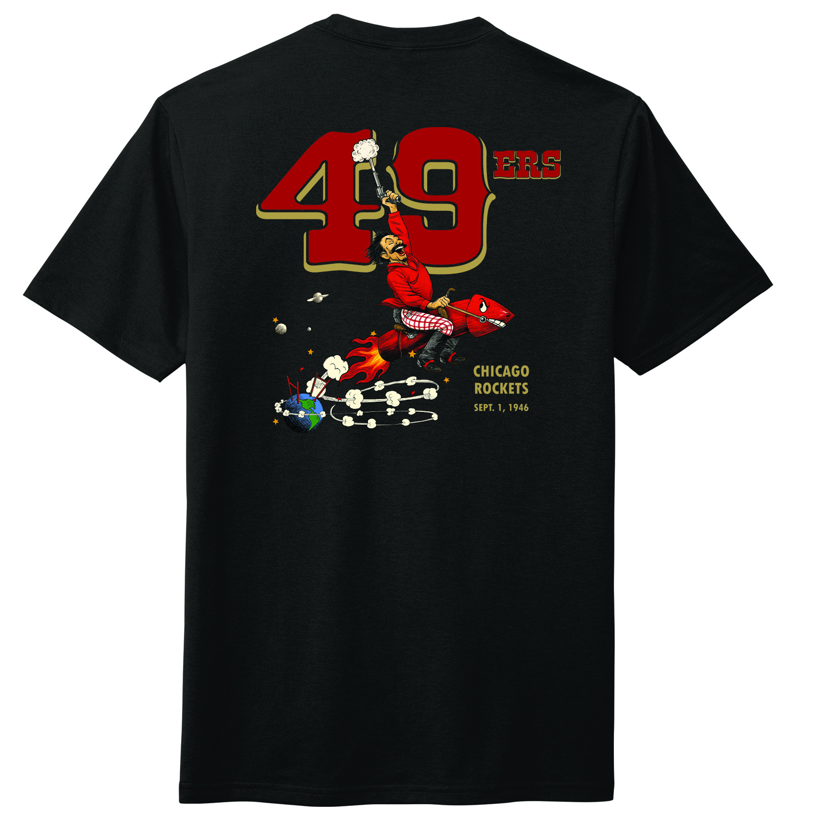 SF Mercantile 49ers at Kezar Stadium 1946 Tee, Black