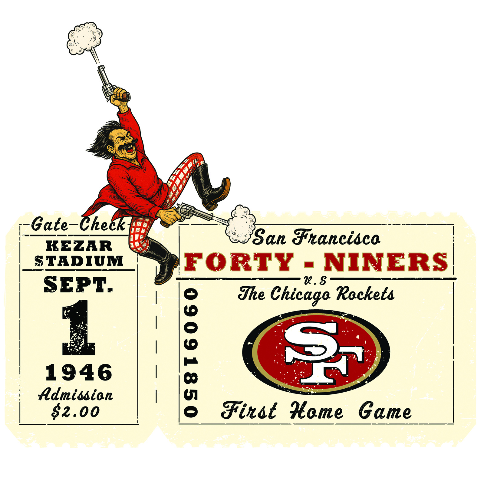 SF Mercantile 49ers at Kezar Stadium 1946 Tee, Black