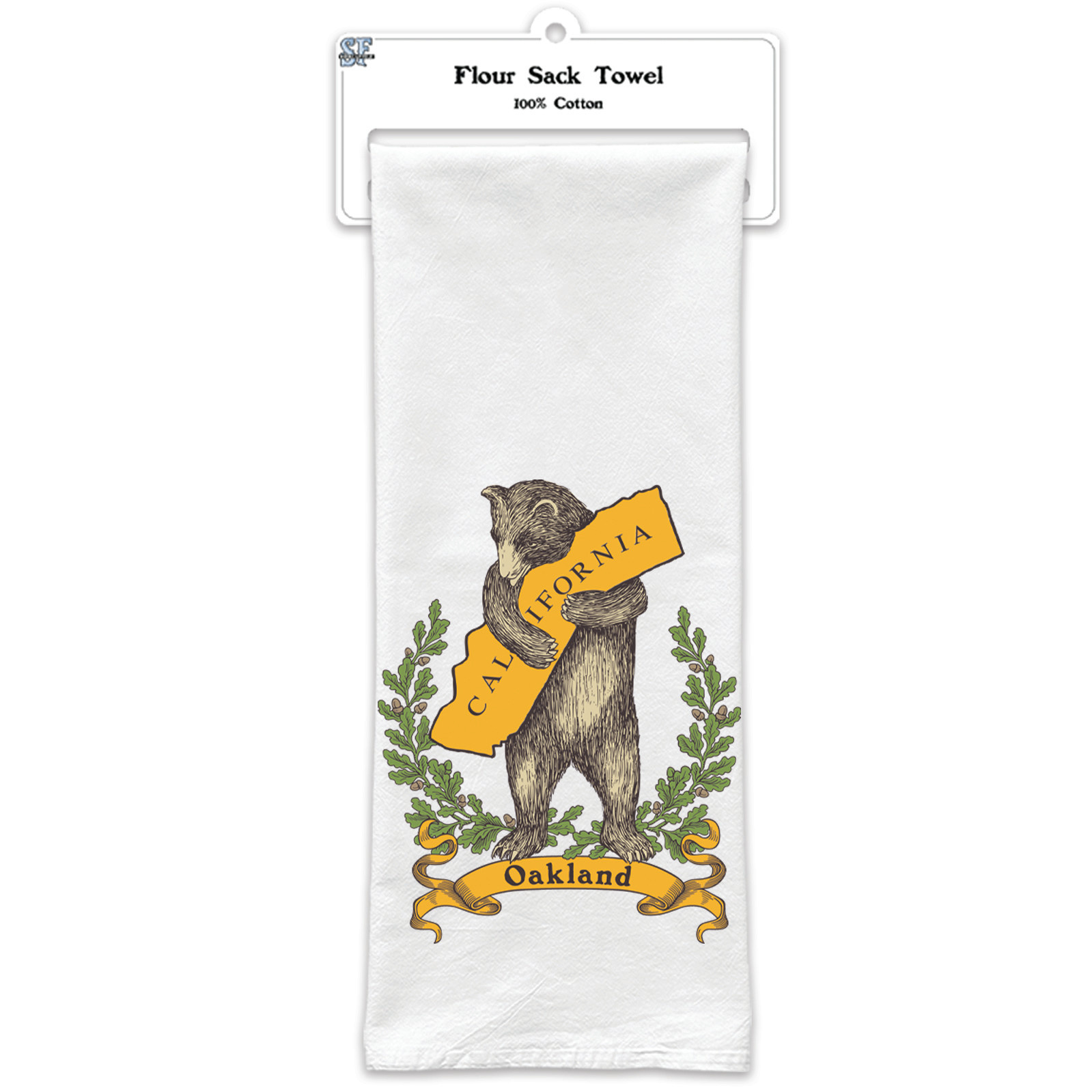 Oakland Bear Flour Sack Tea Towel