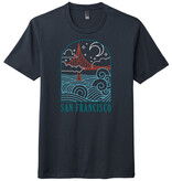 Wavy Bridge at Night Unisex Navy Tee