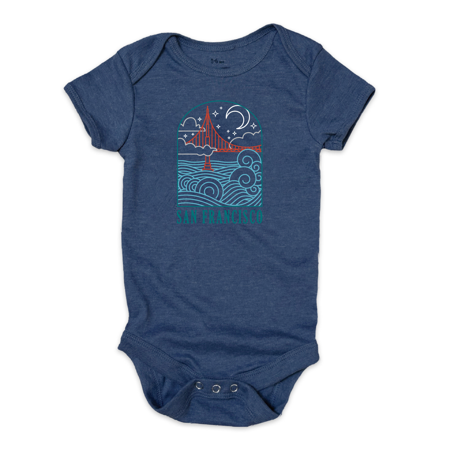 Wavy Bridge at Night Onesie, Lt. Navy