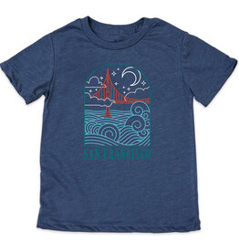 Wavy Bridge at Night Kids Tee, Lt. Navy