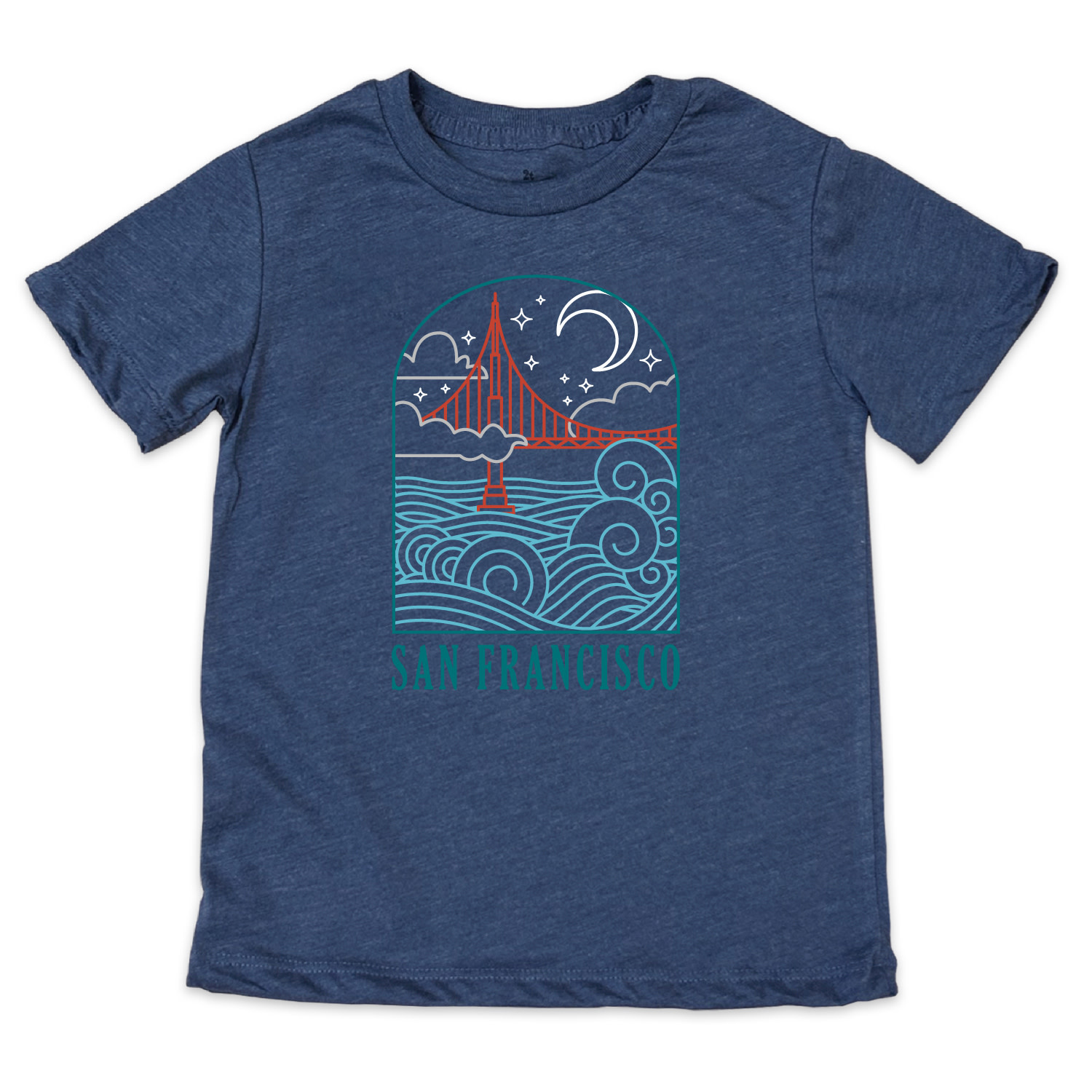 Wavy Bridge at Night Kids Tee, Lt. Navy