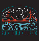 Wavy Bridge at Night Navy Zip Hoodie