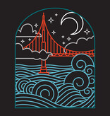 Wavy Bridge at Night Navy Zip Hoodie