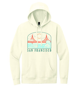 Wavy Bridge Unisex Pullover Hoodie, Cream,